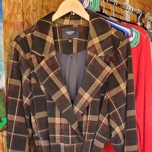 Melton Plaid Tie Front Coat-Comet Plaid Size 4